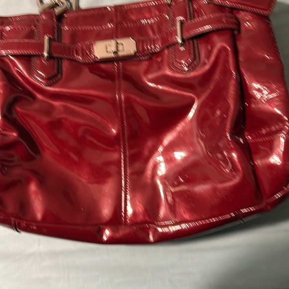 Patent Leather red used coach bag some wear scratches.Still nice,pouches in it. - Picture 5 of 16